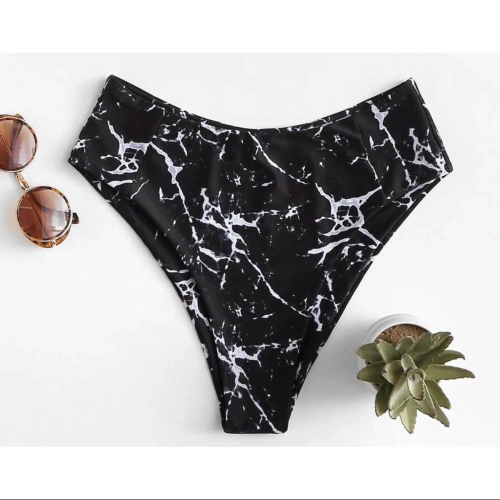 Marble High Waisted Bikini Bottoms